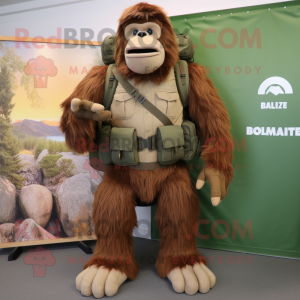 Olive Sasquatch mascot costume character dressed with a Cargo Shorts and Belts