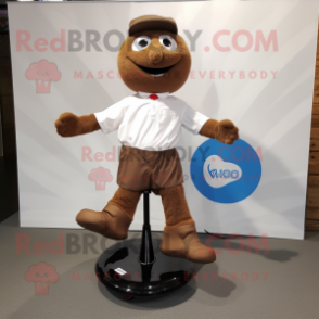 Brown Unicyclist mascot costume character dressed with a Oxford Shirt and Cufflinks