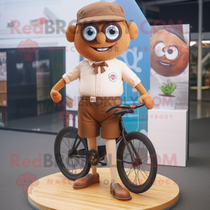 Brown Unicyclist mascot costume character dressed with a Oxford Shirt and Cufflinks