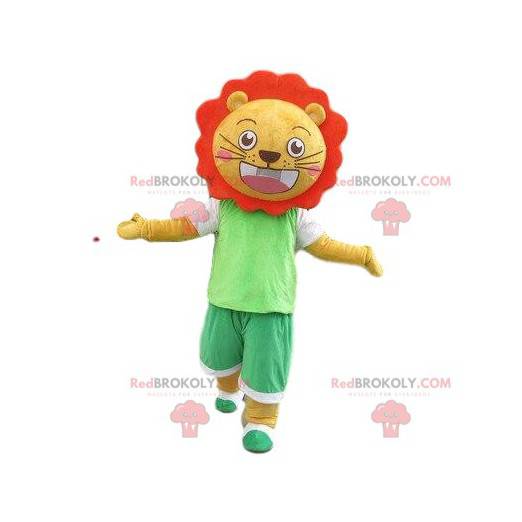 Gul og oransje løve maskot. Lion kostyme. Lion kostyme -