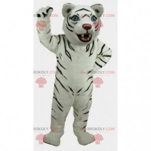 Mascot tabby feline. Hvit tigerdrakt. Tiger cosplay -