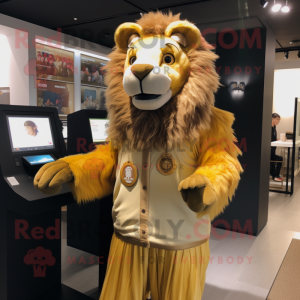 Gold Lion mascotte kostuum...