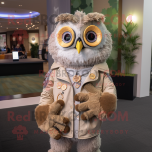 Tan Owl maskot kostume...