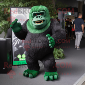 Forest Green Gorilla mascot costume character dressed with a Playsuit and Brooches