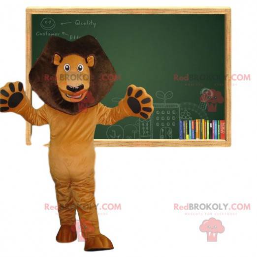 Mascotte de lion marron. Costume lion Alex. Déguisement Simba -