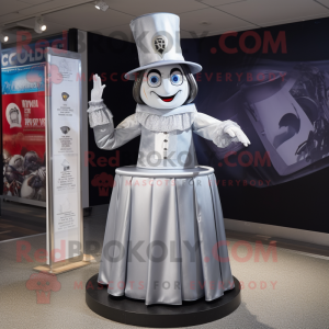Silver Ring Master mascot costume character dressed with a Skirt and Caps