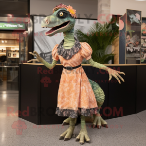 nan Velociraptor mascot costume character dressed with a Midi Dress and Shoe clips