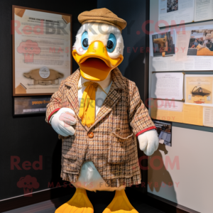 nan Duck mascot costume character dressed with a Oxford Shirt and Brooches