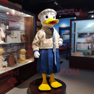 nan Duck mascot costume character dressed with a Oxford Shirt and Brooches