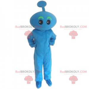 Blue mascot. Blue snowman, blue character. Blue costume -