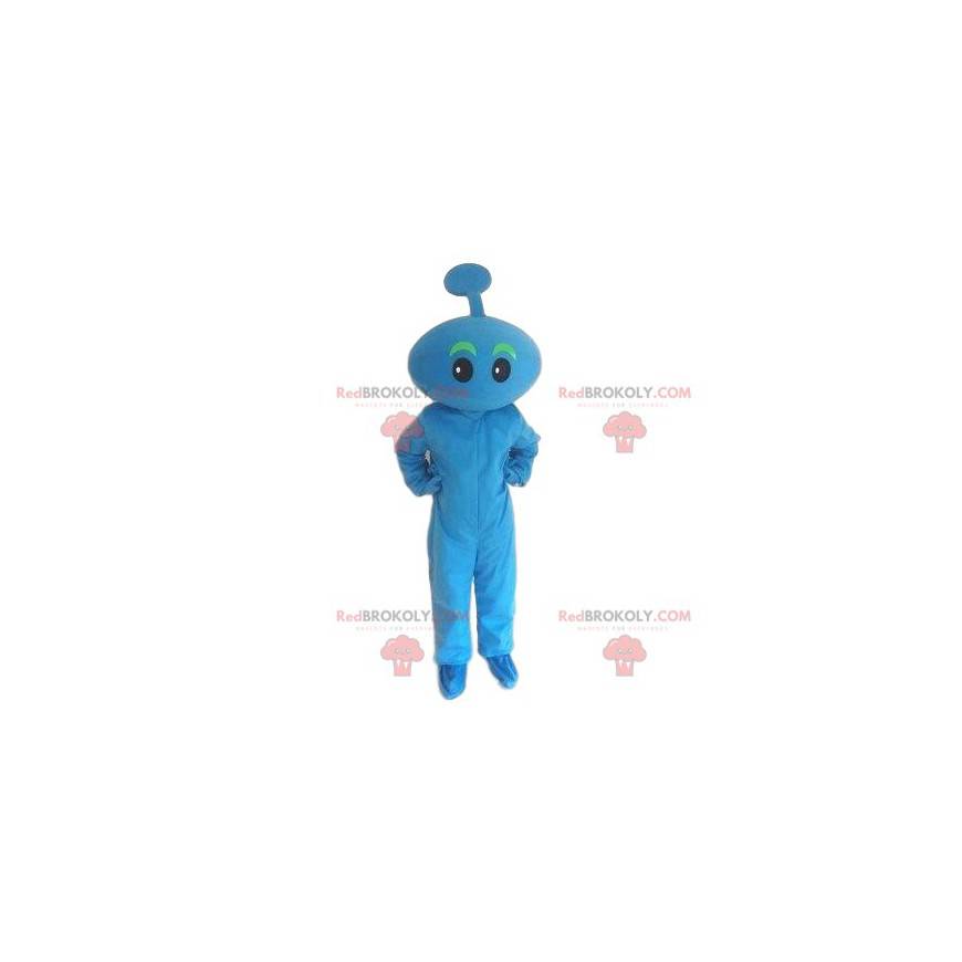Blue mascot. Blue snowman, blue character. Blue costume -