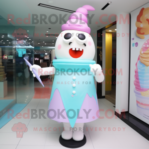 nan Ice Cream mascot costume character dressed with a Sheath Dress and Bracelet watches