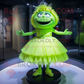 Lime Green Pendant mascot costume character dressed with a Mini Skirt and Hairpins