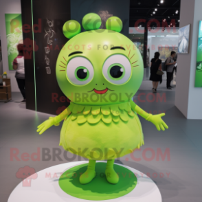 Lime Green Pendant mascot costume character dressed with a Mini Skirt and Hairpins