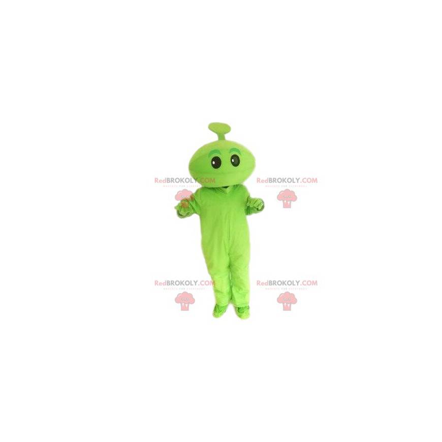 Green mascot. Green creature, green character. Green costume -