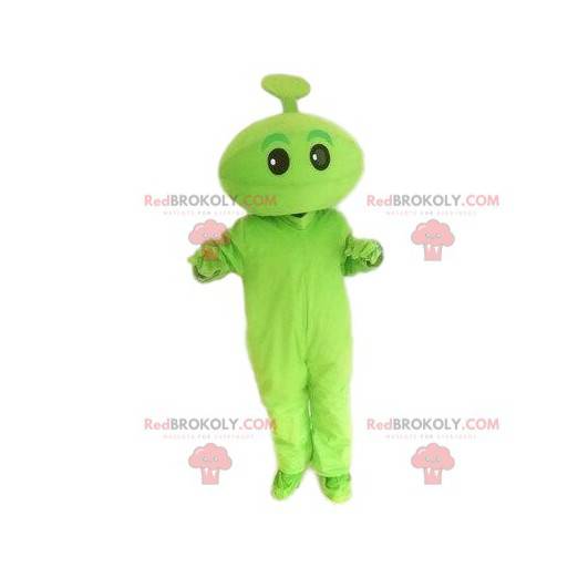 Green mascot. Green creature, green character. Green costume -