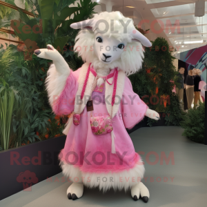 Pink Angora Goat maskot...