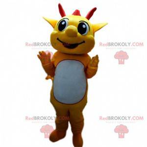 Mascotte costume dragon jaune et rouge. Déguisement dragon -