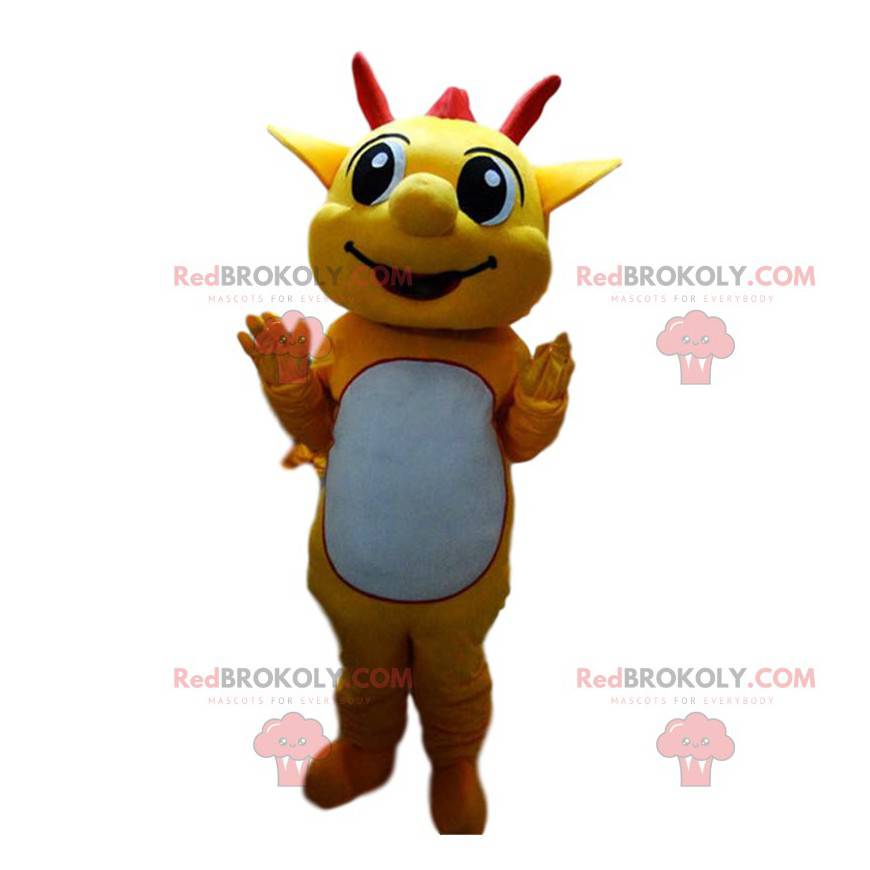 Gul og rød drage kostume maskot. Dragon kostume - Redbrokoly.com