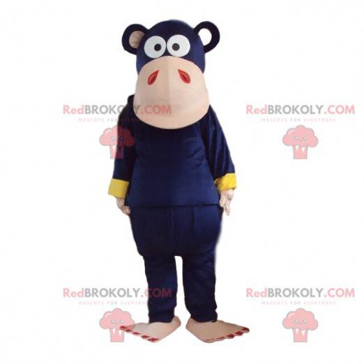 Purple monkey mascot. Colorful chimpanzee costume disguise -