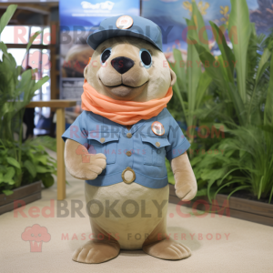 Peach Sea Lion maskot drakt...