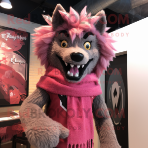 Roze weerwolf mascotte...