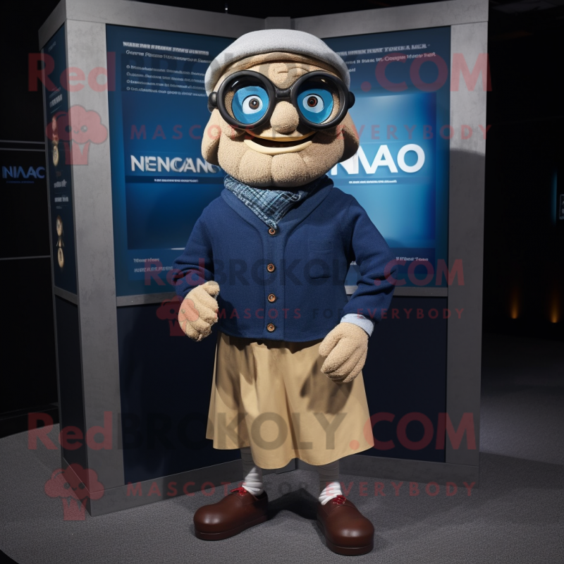 nan Cyclops mascot costume character dressed with a Oxford Shirt and Shawls