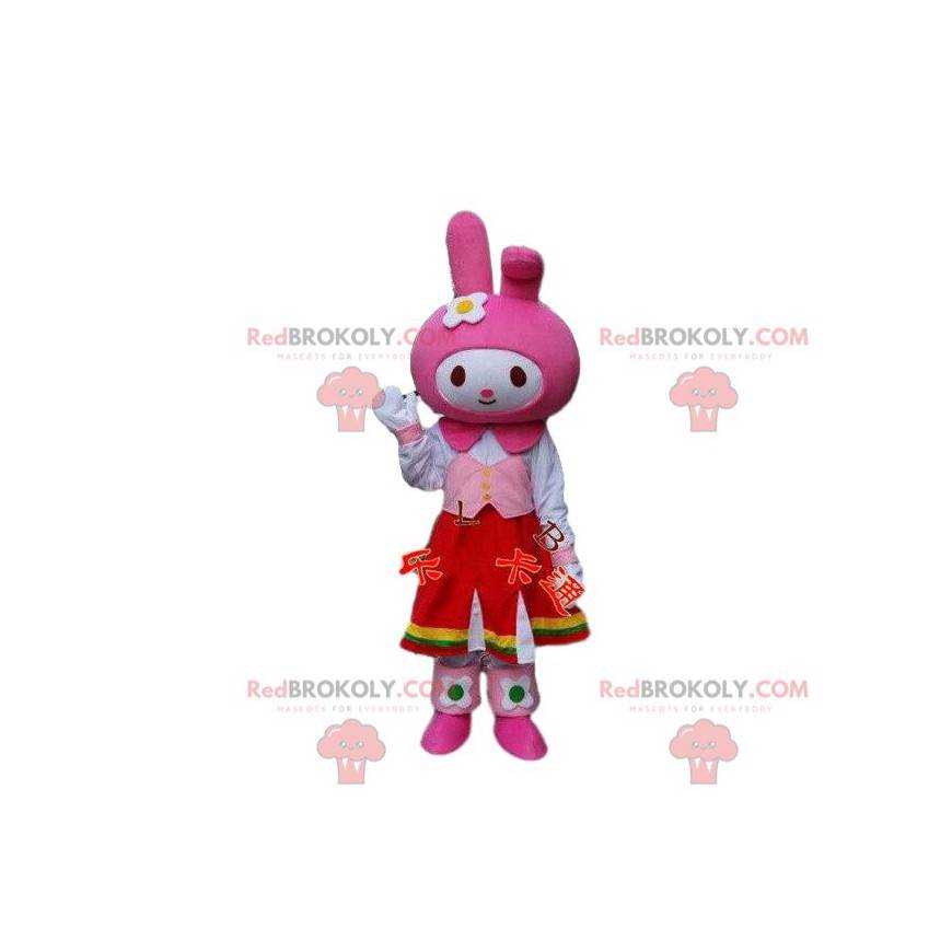Kaninchen Kostüm Maskottchen. Rosa Häschenkostüm. Cosplay Hase