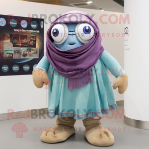nan Cyclops mascot costume character dressed with a Oxford Shirt and Shawls
