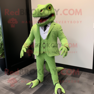 Lime Green T Rex mascotte...