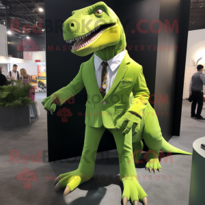 Lime Green T Rex mascotte...
