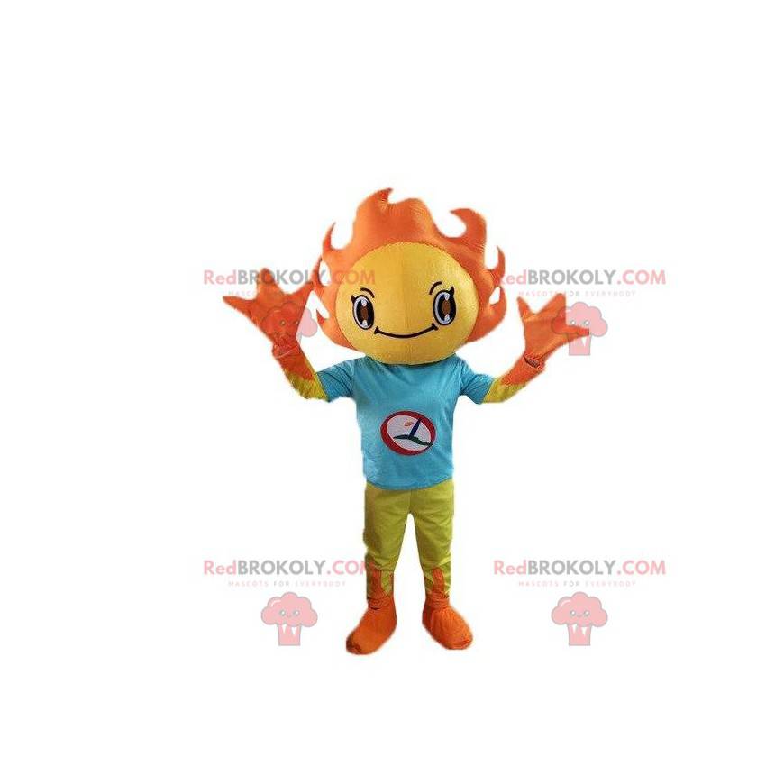 Yellow and orange sun costume mascot. Spring costume -