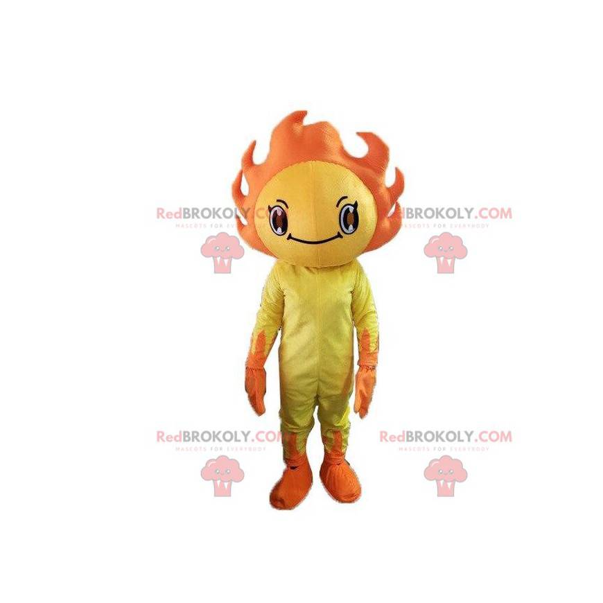 Mascotte costume da sole giallo e arancione. Costume di