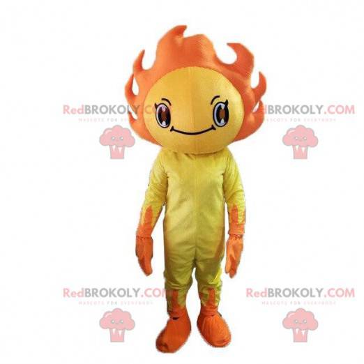 Yellow and orange sun costume mascot. Spring costume -