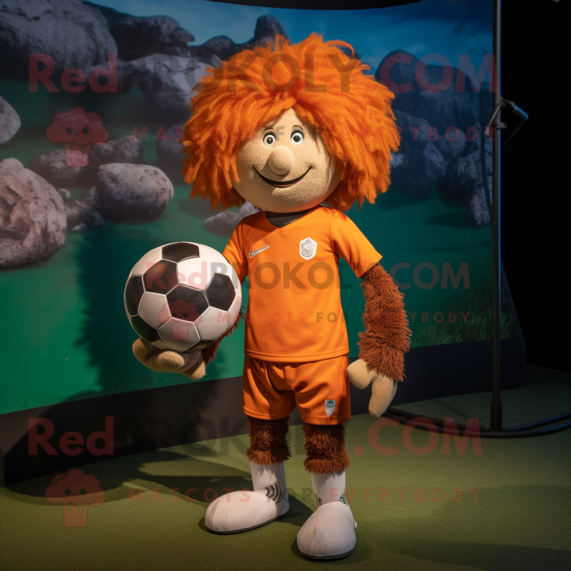 Rust Soccer Ball mascot costume character dressed with a Rugby Shirt and Hair clips Rust Soccer Ball mascot costume character dressed with a Rugby Shirt and Hair clips