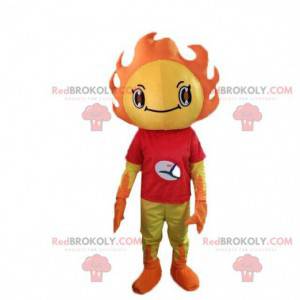 Geel en oranje zonkostuum mascotte. Zomer kostuum -