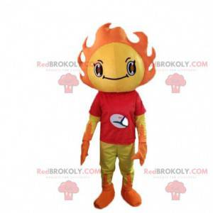 Yellow and orange sun costume mascot. Summer costume -