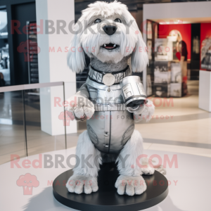 Silver Dog maskot kostym...