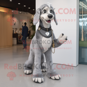 Silver Dog maskot kostym...