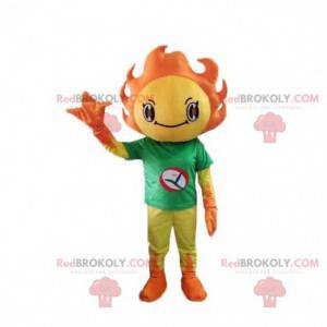 Mascotte costume soleil jaune et orange. Costume estival -