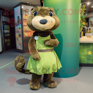 Olive Otter maskot kostume...