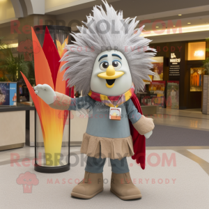 Gray Chief mascot costume character dressed with a Flare Jeans and Handbags