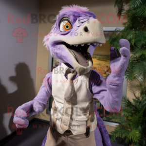 Lavendel Utahraptor maskot...