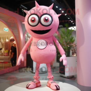 Pink Cyclops mascot costume character dressed with a Shorts and Hairpins