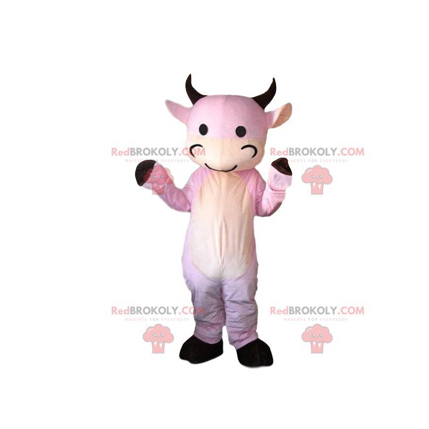 Mascottekostuum verkleedde roze koe - Koe mascottes - REDBROKO_08075 - RedBrokoly.com