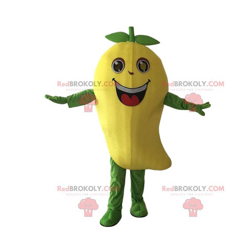 Mascotte costume mangue géante. Déguisement fruit mangue jaune