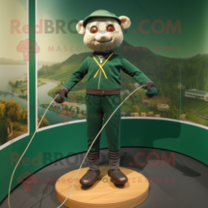 Forest Green Tightrope Walker mascot costume character dressed with a Shorts and Belts