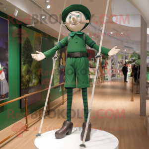 Forest Green Tightrope Walker mascot costume character dressed with a Shorts and Belts