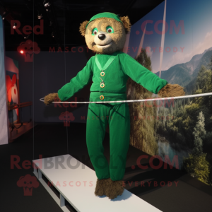 Forest Green Tightrope Walker mascot costume character dressed with a Shorts and Belts