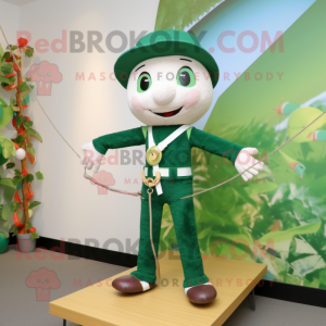 Forest Green Tightrope Walker mascot costume character dressed with a Shorts and Belts